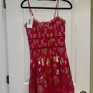 Red and Gold Sleeveless Dress